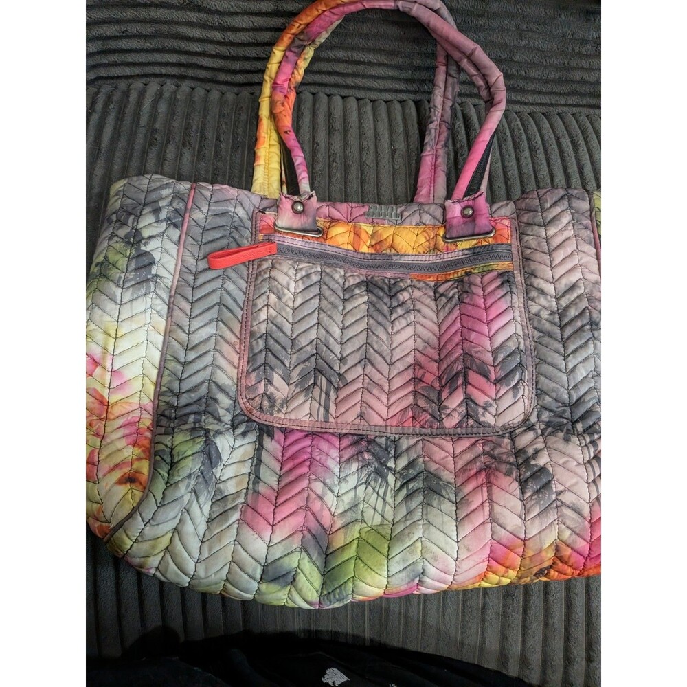 Steve Madden Quilted Chevron Tropical Weekender Tote Bag